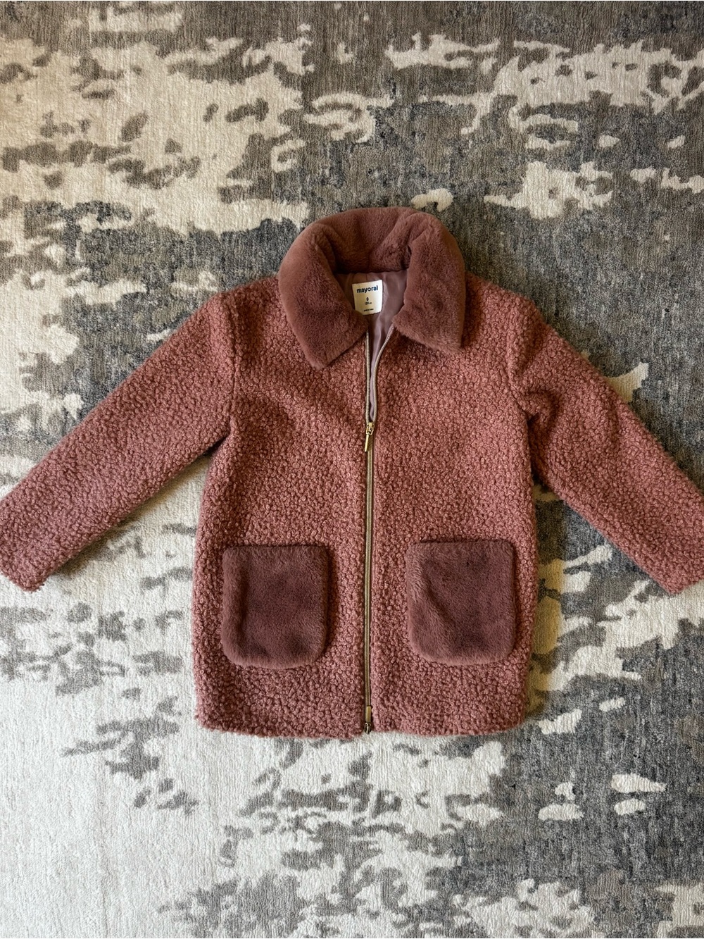 Kids Teddy Zip Jacket in Mauve
